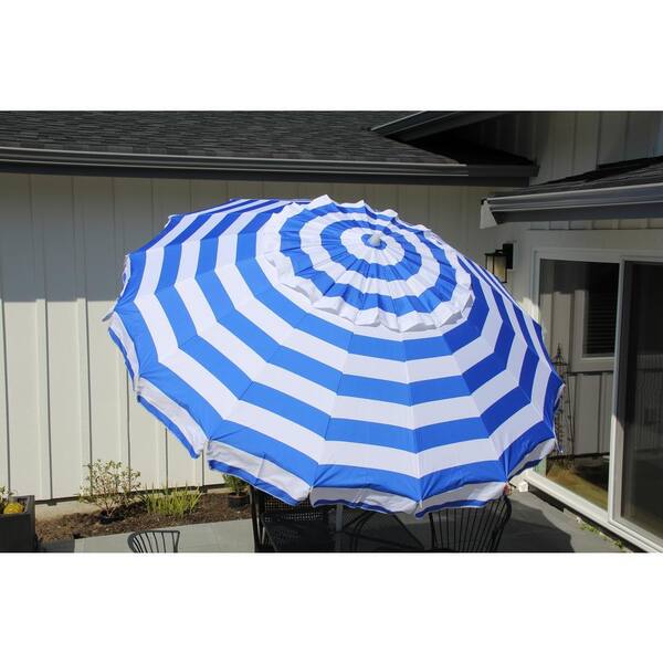 destination gear patio umbrella Deluxe 8 ft Royal Blue and White Stripe Patio & Beach Umbrella with Travel Bag