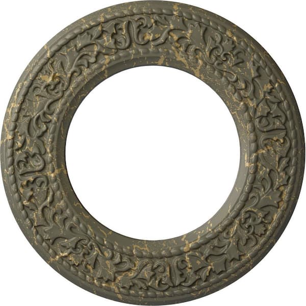 3/4 in. x 13-3/8 in. x 13-3/8 in. Polyurethane Jet Blackthorn Ceiling Medallion, Witch Hazel Crackle
