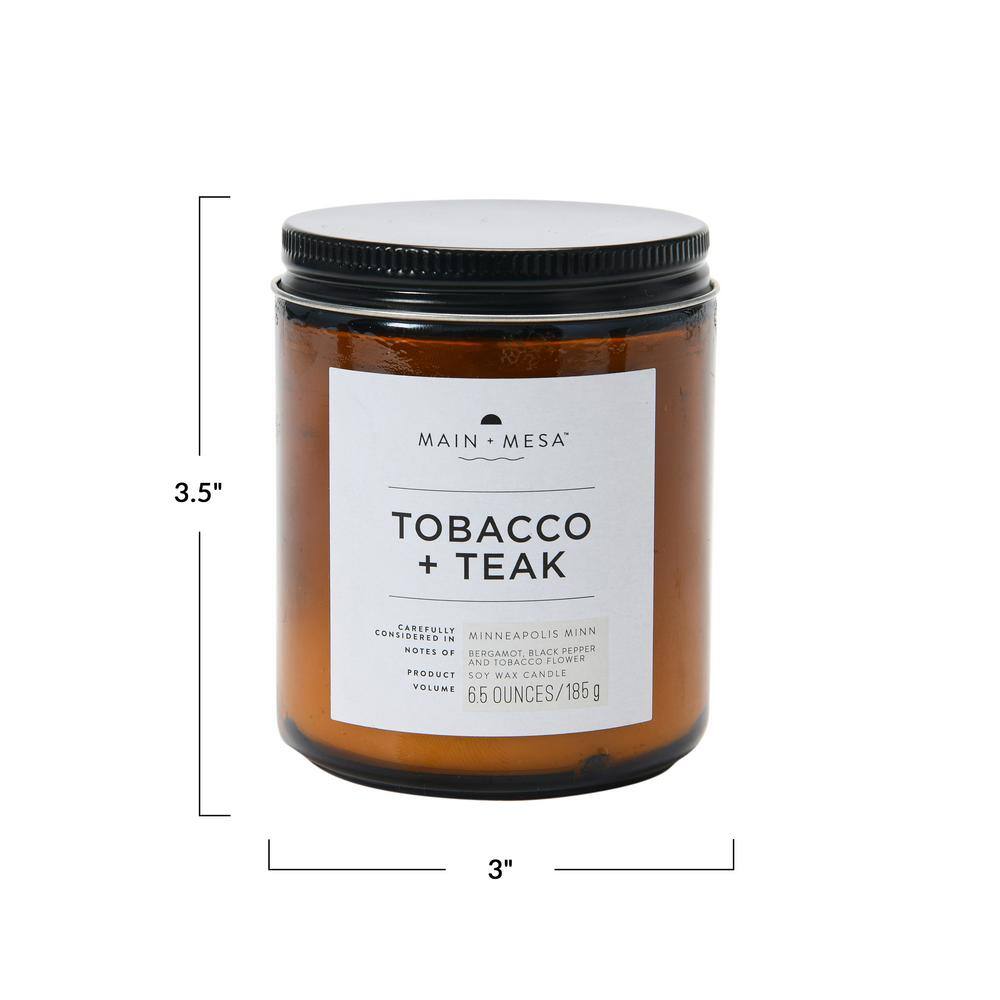Amber Glass Jar Soy Candle with Lid, 6.5 oz