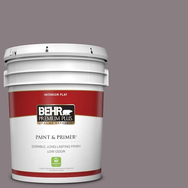 BEHR PREMIUM PLUS 5 gal. #N570-4 Classy Plum Flat Low Odor Interior Paint & Primer