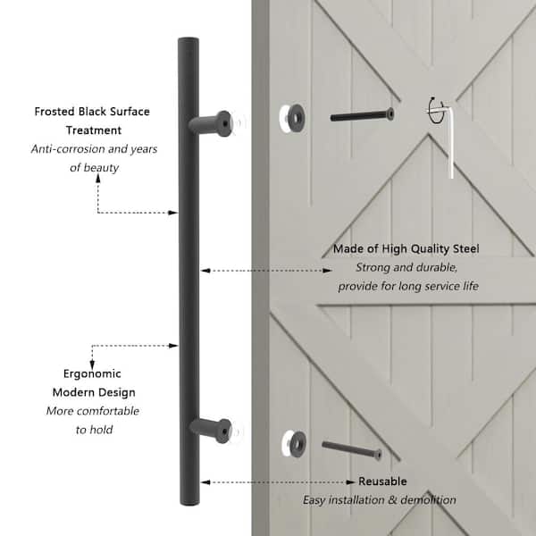 22 in. Steel Black Powered Ladder Sliding Barn Door Handle 22 in. Steel Black Powered Ladder Sliding Barn Door Handle