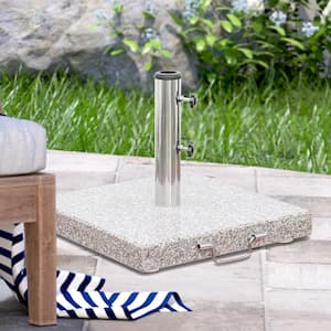 66 lbs. Square Granite Patio Umbrella Base with Wheels and Handle in Gray