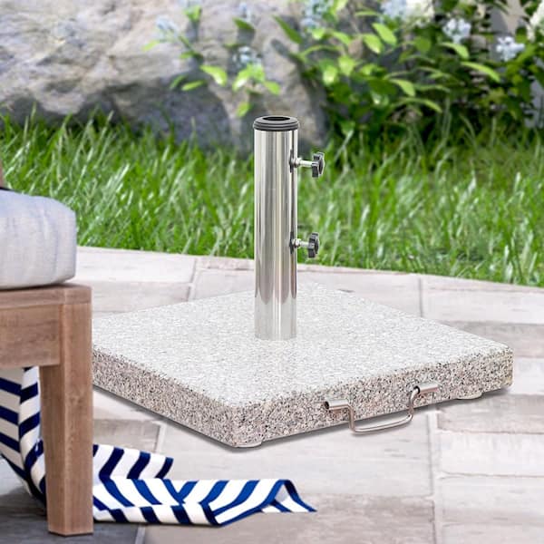 Maypex 66 lbs. Square Granite Patio Umbrella Base with Wheels and Handle in Gray