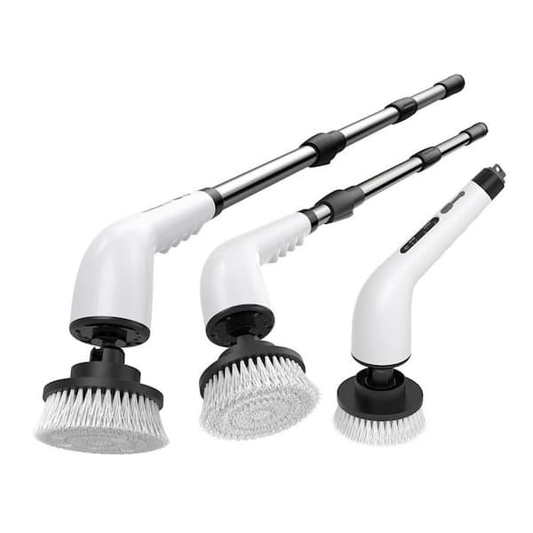 Cordless Spin Scrubber with 8 Brush Heads, 3-Speed Adjustable Handle up to 50in for Bathroom Tile Grout Car Cleaning