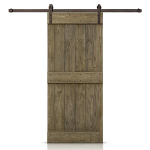 28 in. x 84 in. Mid-Bar Aged Barrel Stained DIY Wood Interior Sliding Barn Door with Hardware Kit