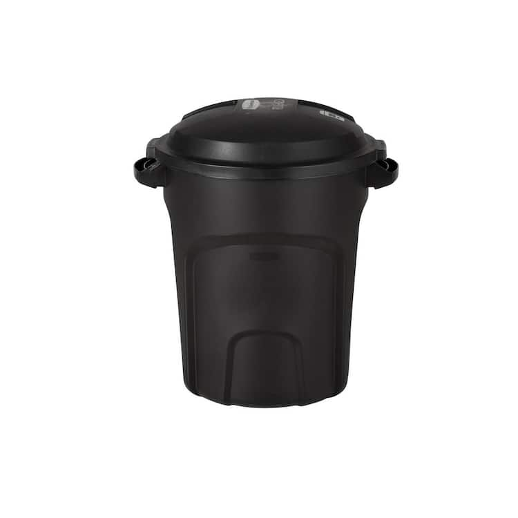 Rubbermaid Roughneck 20 Gallon Black Vented Outdoor Trash Can with Lid