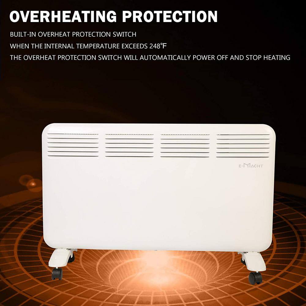 White 1500W Electric Convection Heater with Digital Thermostat