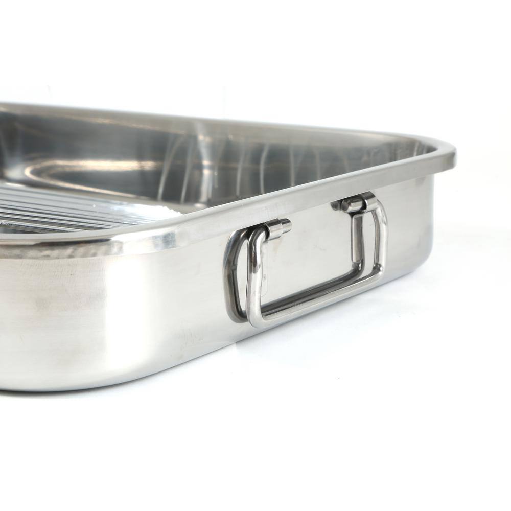 16.5" Stainless Steel Non-Stick Rectangular Roasting Pan with Rack