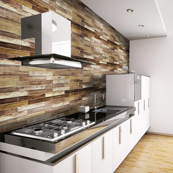 3D Falkirk Retro 10/1000 in. x 39 in. x 19 in. Brown Faux Dutch Oak PVC Wall Panel