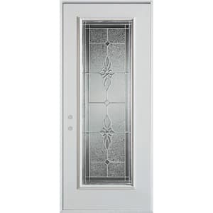 32 in. x 80 in. Victoria Zinc Full Lite Painted White Right-Hand Inswing Steel Prehung Front Door