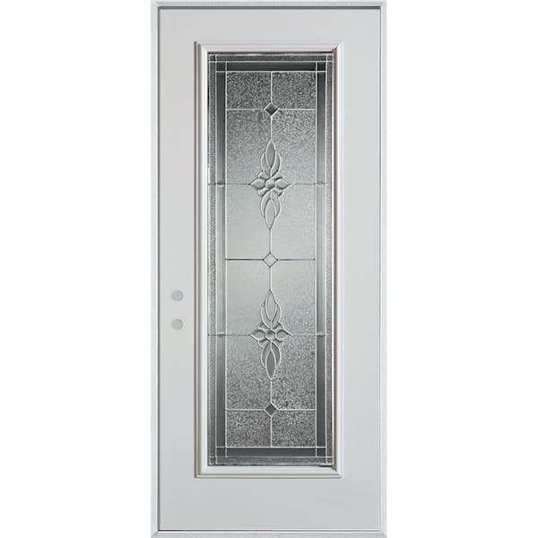 Stanley Doors 32 in. x 80 in. Victoria Zinc Full Lite Painted White Right-Hand Inswing Steel Prehung Front Door