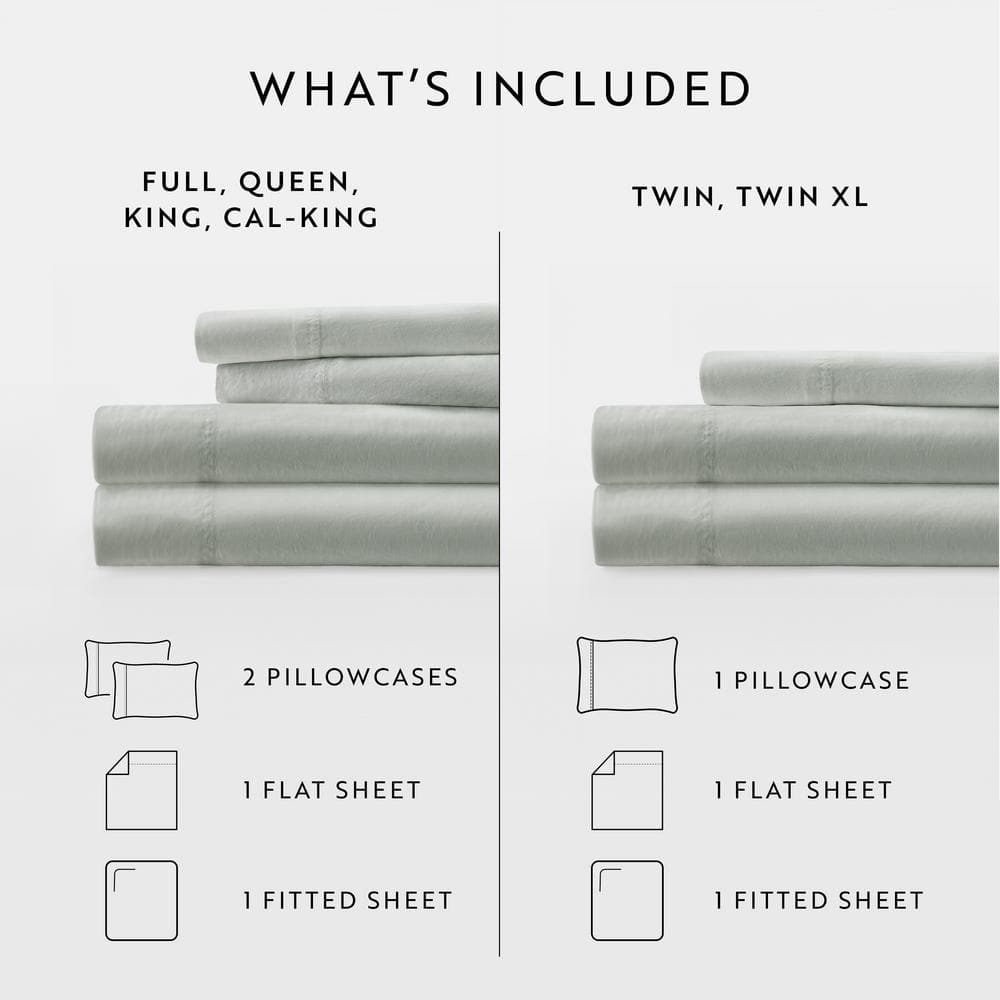 Full Green Mist Cotton Sateen Sheet Set with Pillowcases