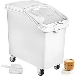 27 Gal. Ingredient Storage Bin with 500 Cup Commercial Food Container with Scoop and Sliding Lid for Kitchen,White