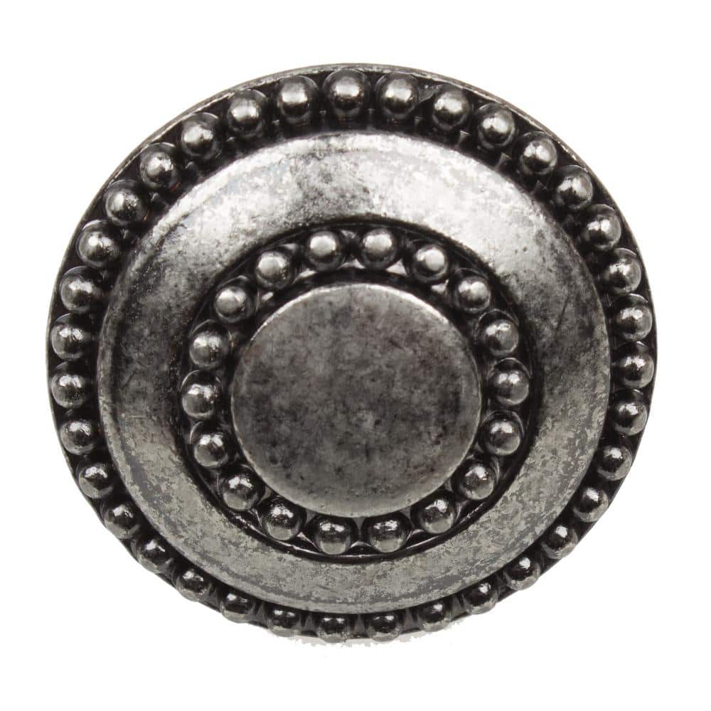 Weathered Nickel Beaded Round Cabinet Knob Set