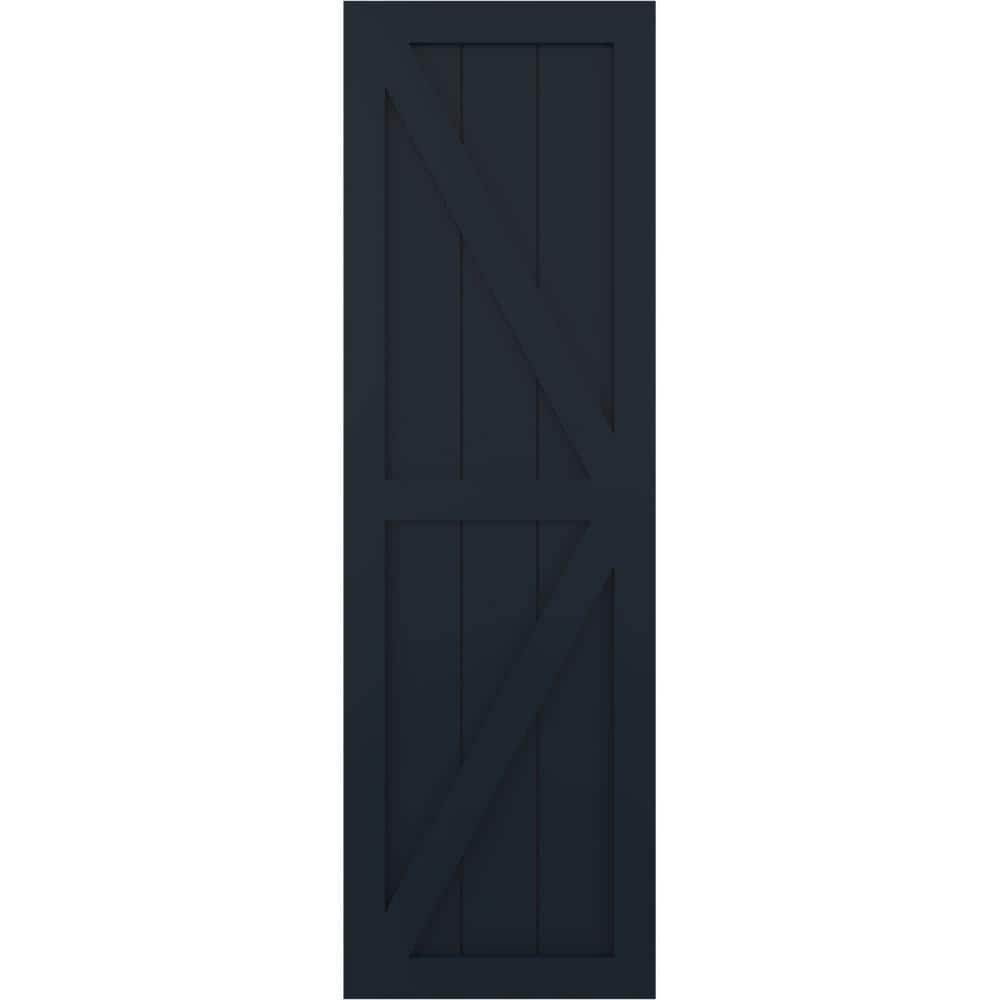 18 in. x 25 in. PVC 2 Equal Panel Farmhouse Fixed Mount Z-Bar Board and Batten Shutters Pair in Starless Night Blue price history on PriceWatchPro