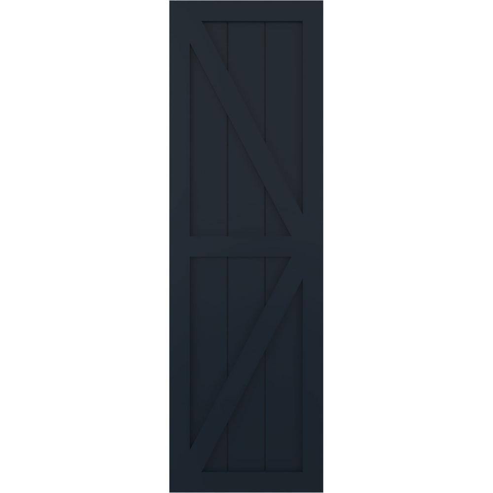 18 in. x 32 in. PVC Two Equal Panel Farmhouse Fixed Mount Board and Batten Shutters w/Z-Bar Pair in Starless Night Blue price history on PriceWatchPro