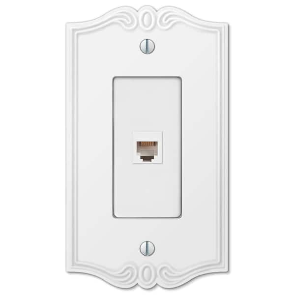 AMERELLE Charleston 1 Gang Phone Composite Wall Plate - White