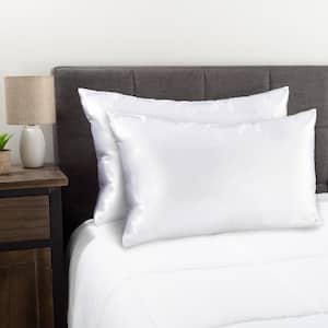 Luxury Satin Pillowcase - Set of 2 Standard Size Zippered Covers (White)
