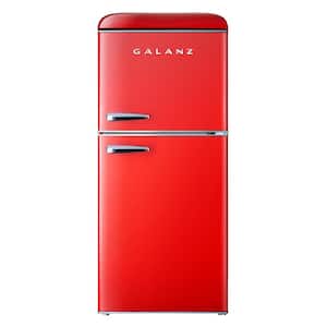 4.0 cu. ft. Retro Mini Refrigerator with Dual Door True Freezer in Red