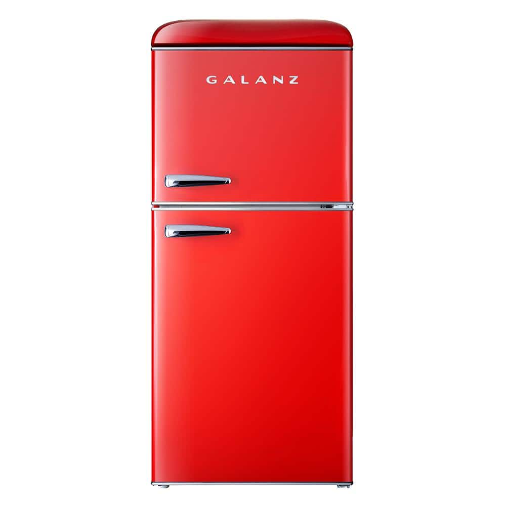 Galanz 4.6 cu. ft. Retro Mini Fridge with Dual Door True Freezer in Red