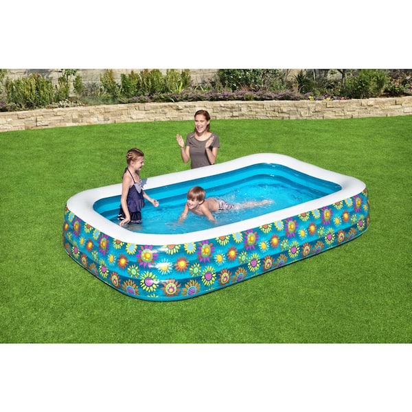 Play Day Deluxe 10 Foot Inflatable Family Swimming Pool Outdoor 120" X 72" X 22" 