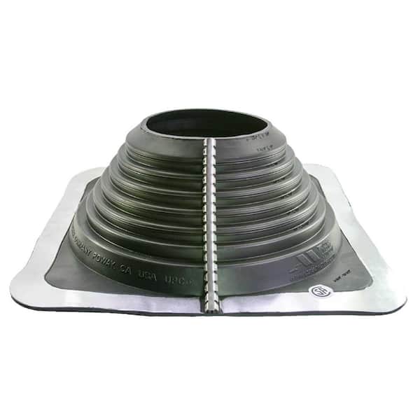 Gibraltar Building Products 6 in. Square Aluminum Base Retrofit-Zippered Vent Pipe Flashing with Rubber Collar for Variable Pipe Dimensions in Black