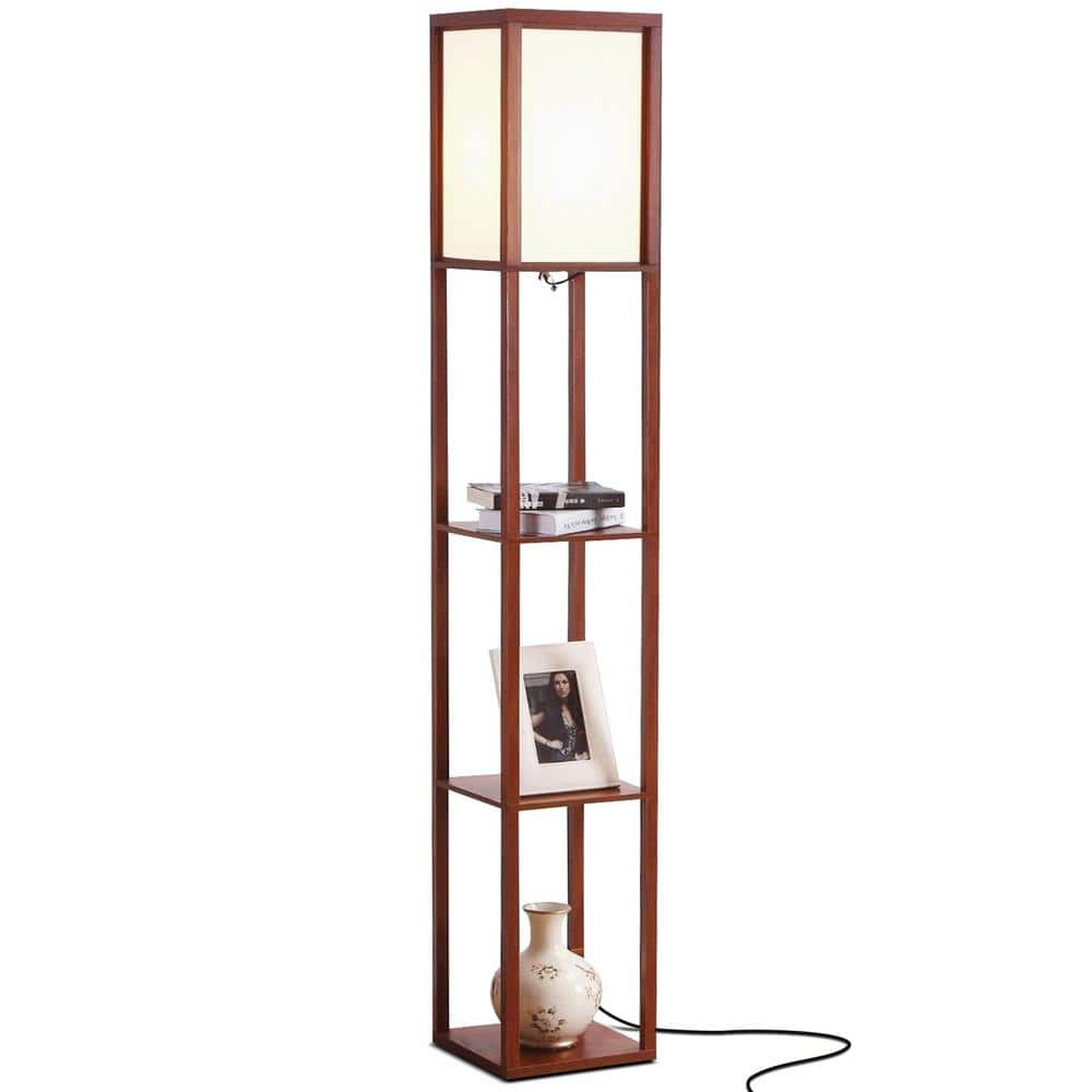 Maxwell Shelf & Led Floor Lamp with Lantern Shade