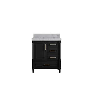 Hudson 30 in. W x 22 in. D x 36 in. H Single Sink Bath Vanity Center in Black with 2" Venatino Quartz Top