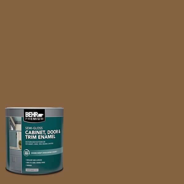 BEHR PREMIUM 1 qt. #MQ2-10 Burnt Caramel Semi-Gloss Enamel Interior/Exterior Cabinet, Door & Trim Paint