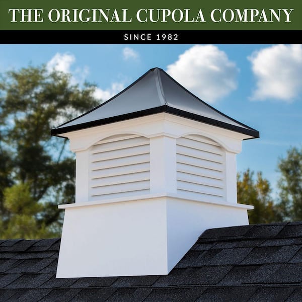 36 in. x 36 in. x 49 in. Coventry Vinyl Cupola with Black Aluminum Roof