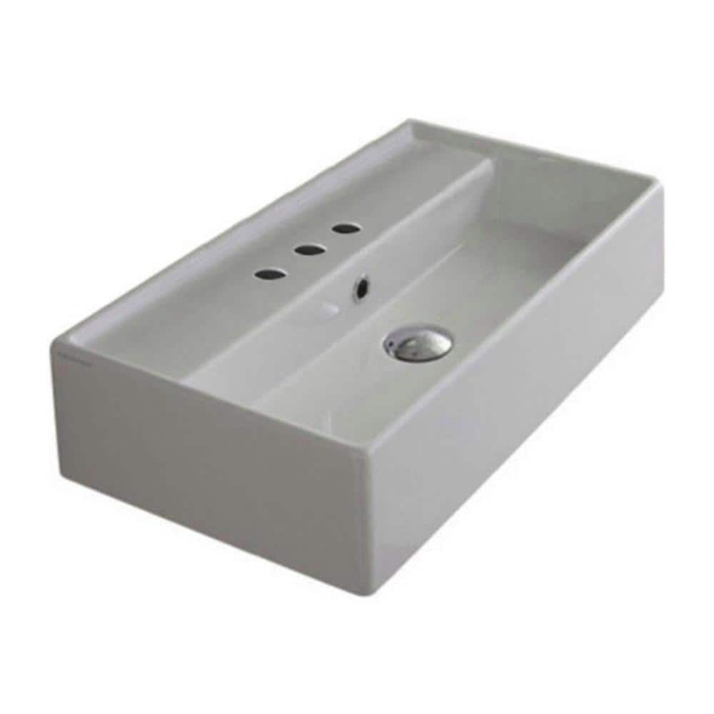 Nameeks Teorema Wall Mounted Vessel Bathroom Sink in White ...