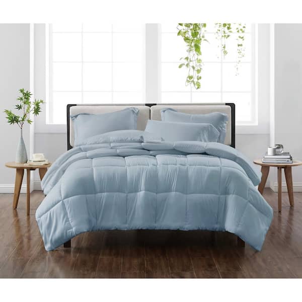 CANNON Solid Blue King 3-Piece Comforter Set