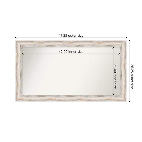 Amanti Art Alexandria Whitewash 47.25 in. x 26.25 in. Custom Non-Beveled Wood Framed Bathroom Vanity Wall Mirror