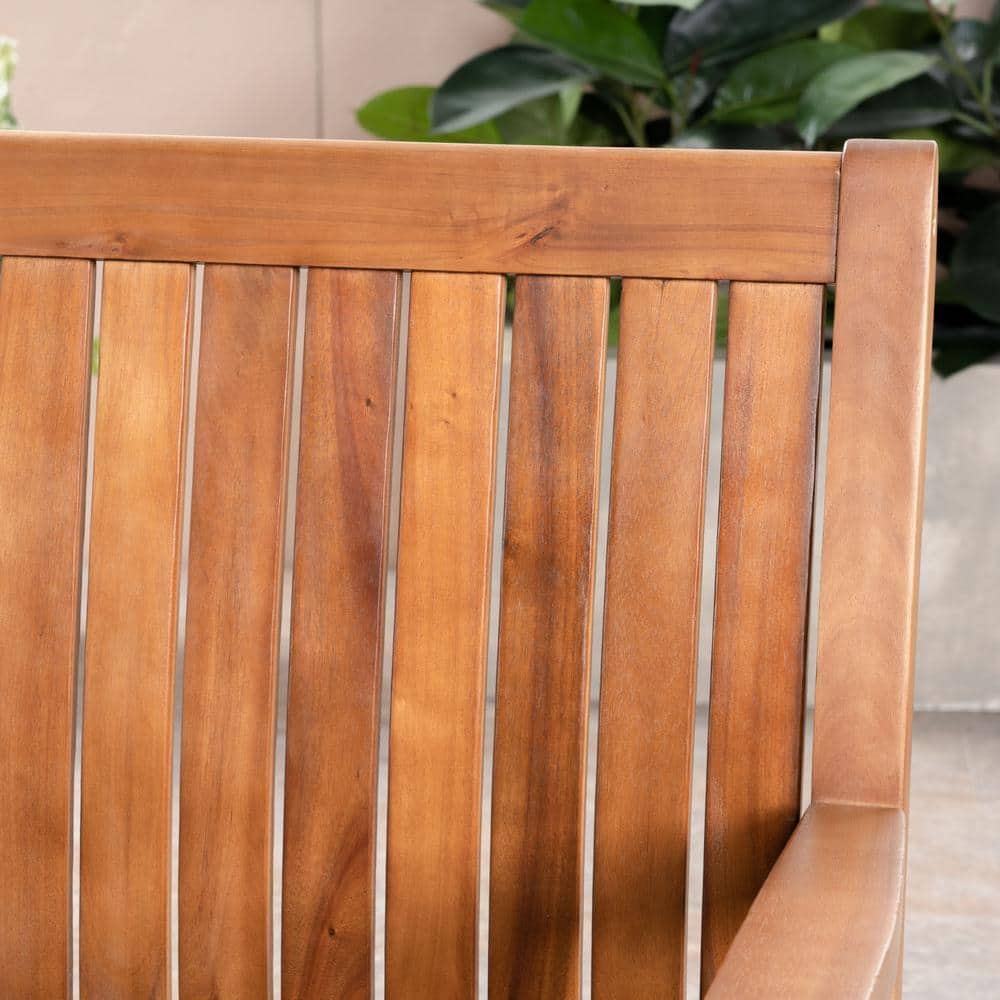 Caroline Teak Acacia Wood Outdoor Dining Chairs, Set of 2