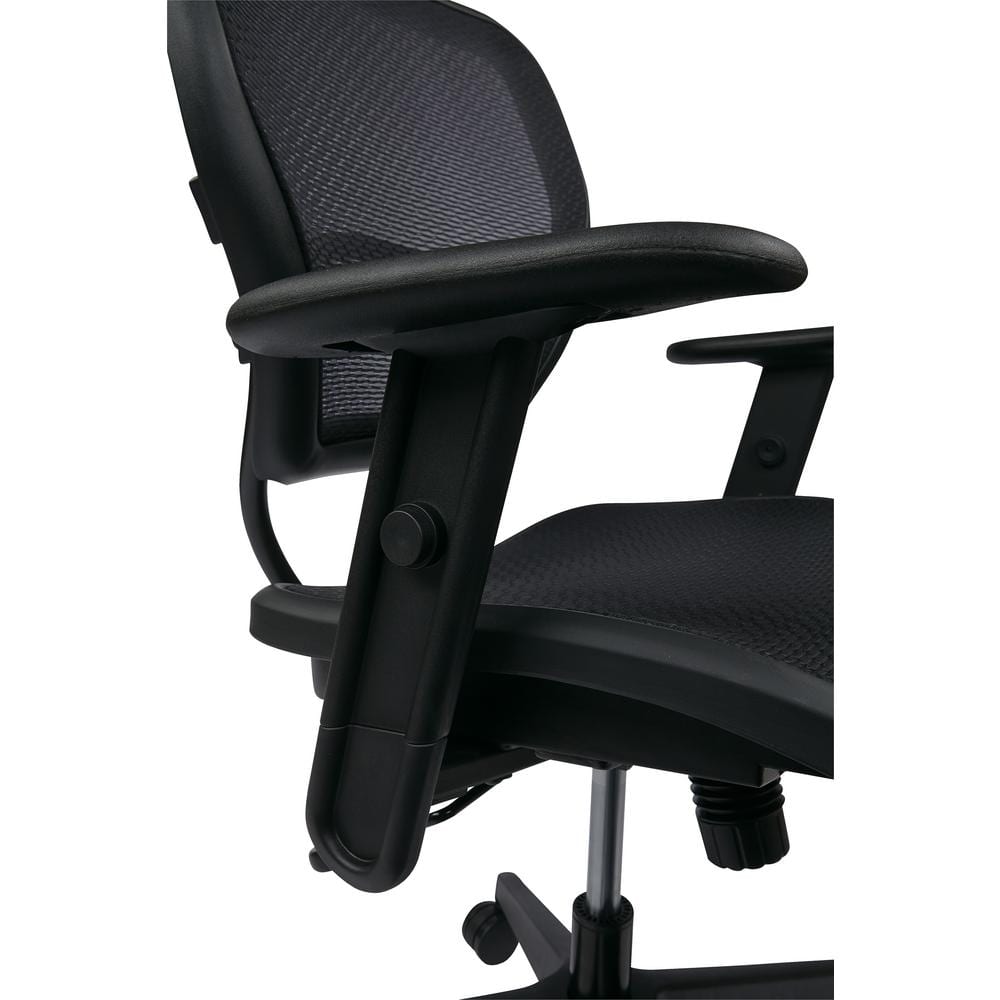 Black Mesh and Leather Adjustable Task Chair with Armrests