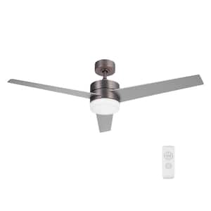 52 in. Indoor Brushed Nickel Ceiling Fan with LED Light and Remote Control