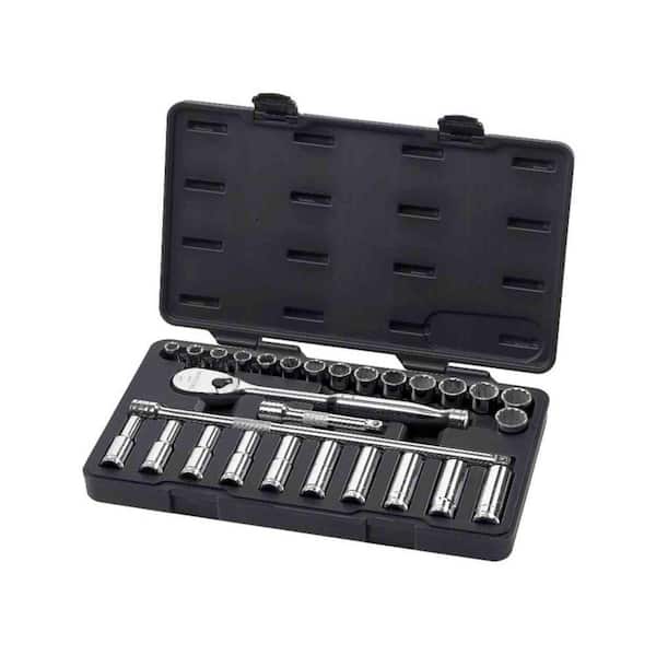 GEARWRENCH 1/2 in. 6 and 12 Point Drive Ratchet and Metric Socket Set (28-Piece)