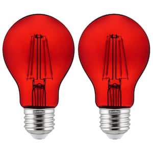 60-Watt Equivalent A19 Dimmable Filament E26 Medium Base LED Light Bulb in Red (2-Pack)