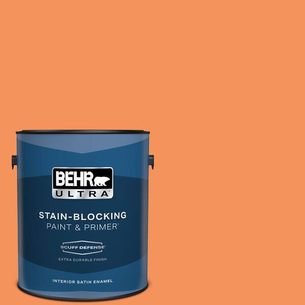 BEHR ULTRA 1 gal. #240B-5 Candied Yam Extra Durable Satin Enamel Interior Paint & Primer