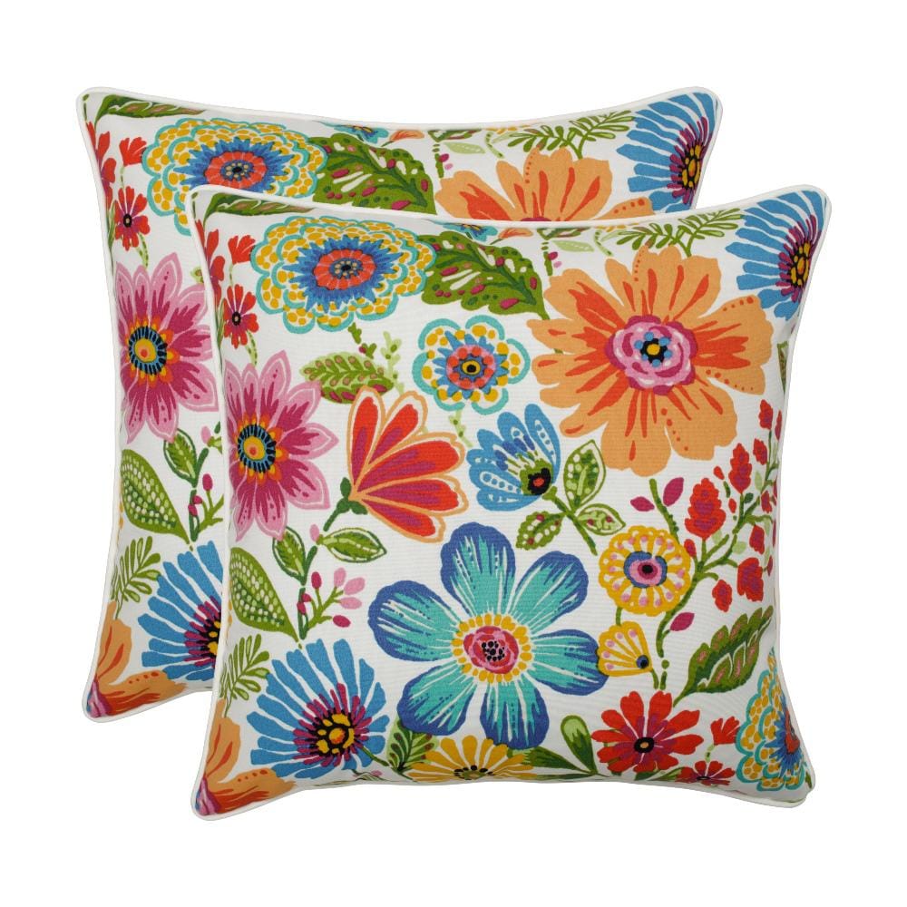 Bright Floral Multicolor Indoor/Outdoor Throw Pillow Set