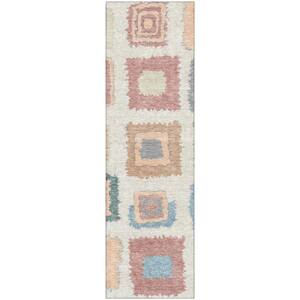 Mayfield Premium Machine Washable Abstract AMF2014 Peach 2 ft. x 7 ft. Runner Rug