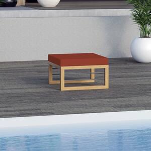Aluminum Outdoor Ottoman/Coffee Table with Terracotta Red Cushions