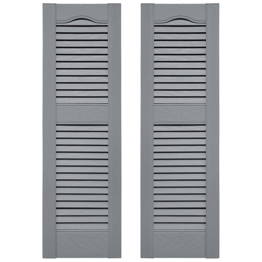 Builders Edge 14.5 in. W x 80 in. H Louvered Vinyl Shutters Pair in Platinum price history on PriceWatchPro