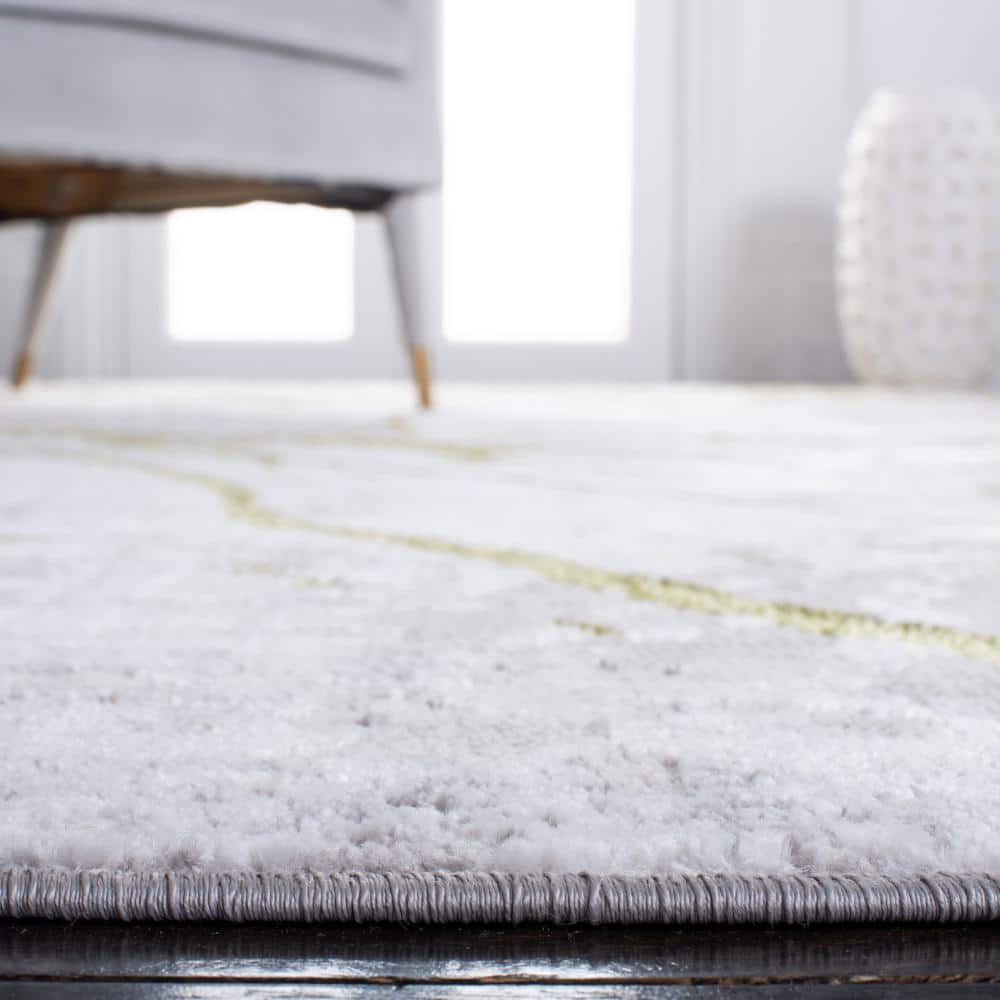 Amelia 9' x 12' Grey and Green Abstract Synthetic Area Rug