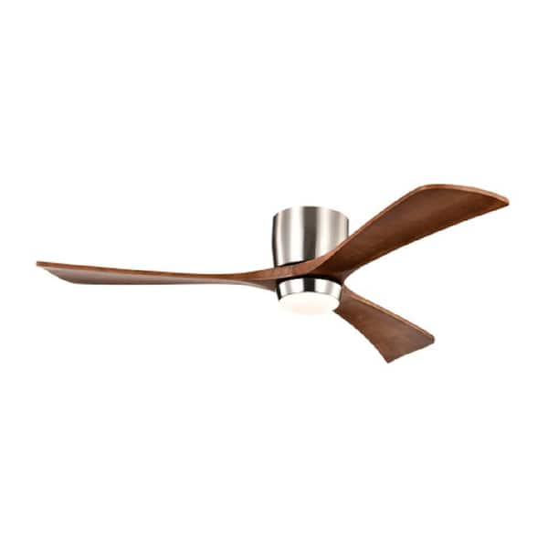 52 in. Indoor Stain Nickel Standard Ceiling Fan with Adjustable White Integrated LED, Remote and Solid Wood Blades