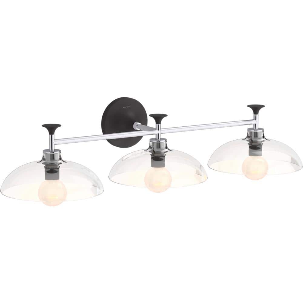 Tone 31" Midcentury Modern Sconce in Polished Chrome and Matte Black