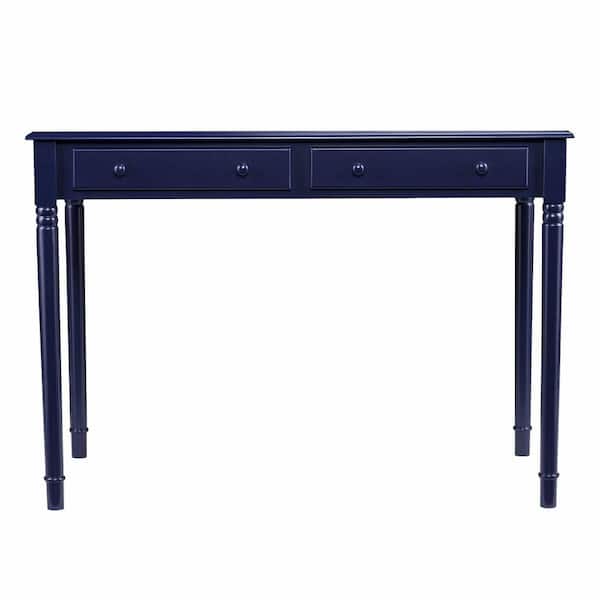 HomeRoots Amelia 42.75 in. Rectangular Blue Wood 2-Drawer Desk with Drawers