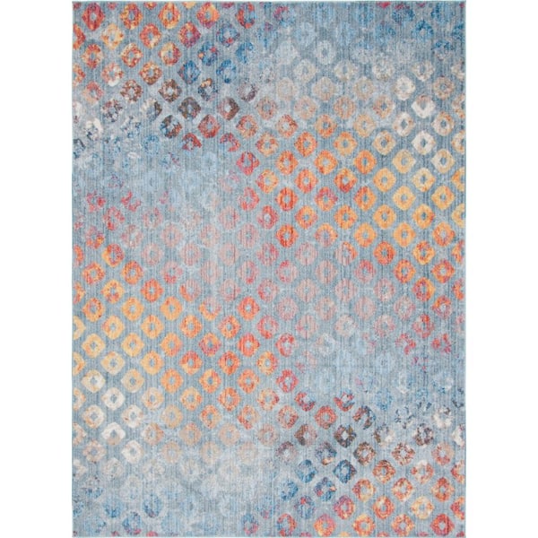 Unique Loom Blue 8 ft. x 11 ft. Rainbow Area Rug