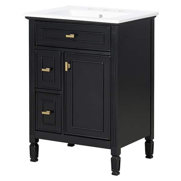 Lycvki 24 in. Undermount Bathroom Sink in Black with One Flip