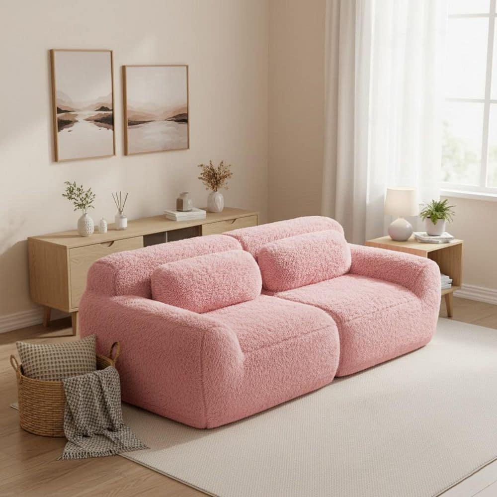 Homy Casa 80.4 in. Armless 2-Seat Plush Microfiber Modular